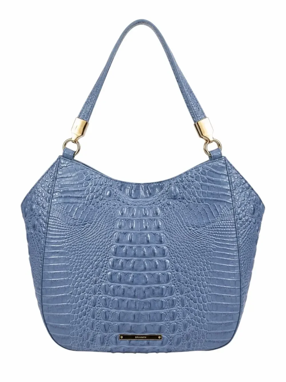 Brahmin Marianna Melbourne Leather Tote Bag Periwinkle Blue Croc Embossed
